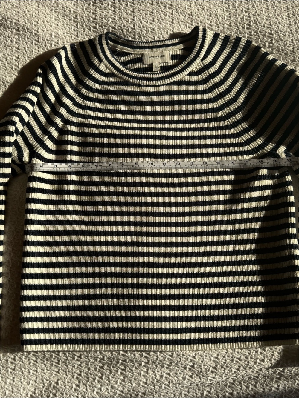 Banana Republic Navy & Ivory Striped Crewneck Sweater